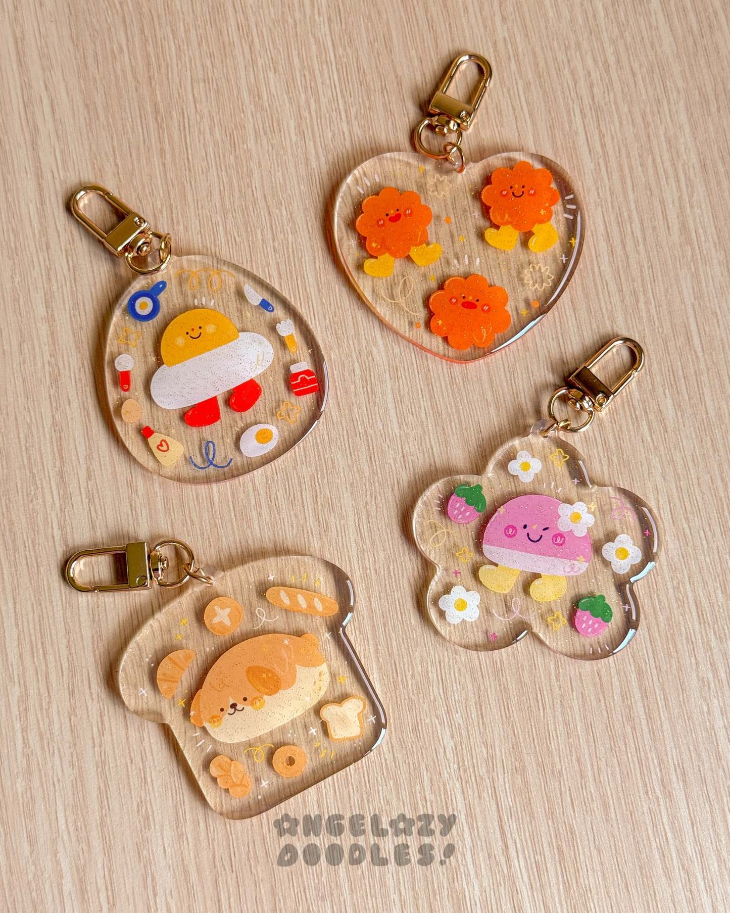 Glitter Epoxy Keychains: Original Characters