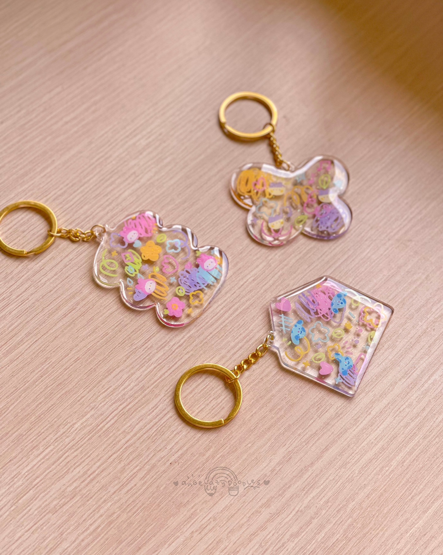 Glitter Epoxy Keychains: Doodles Collection