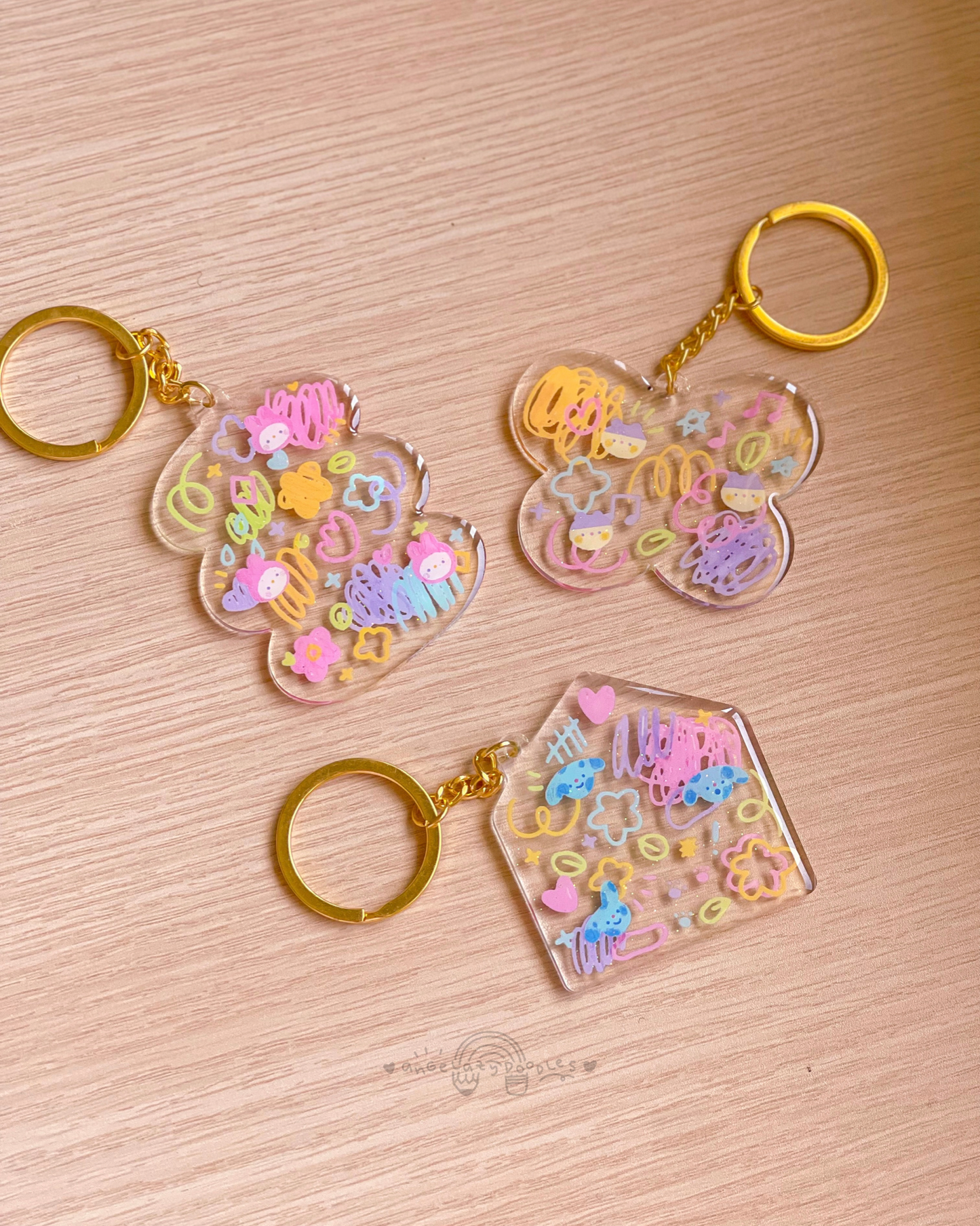 Glitter Epoxy Keychains: Doodles Collection